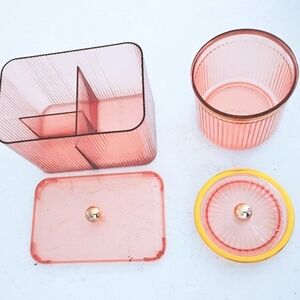 Pink Storage Containers with Gold Lid